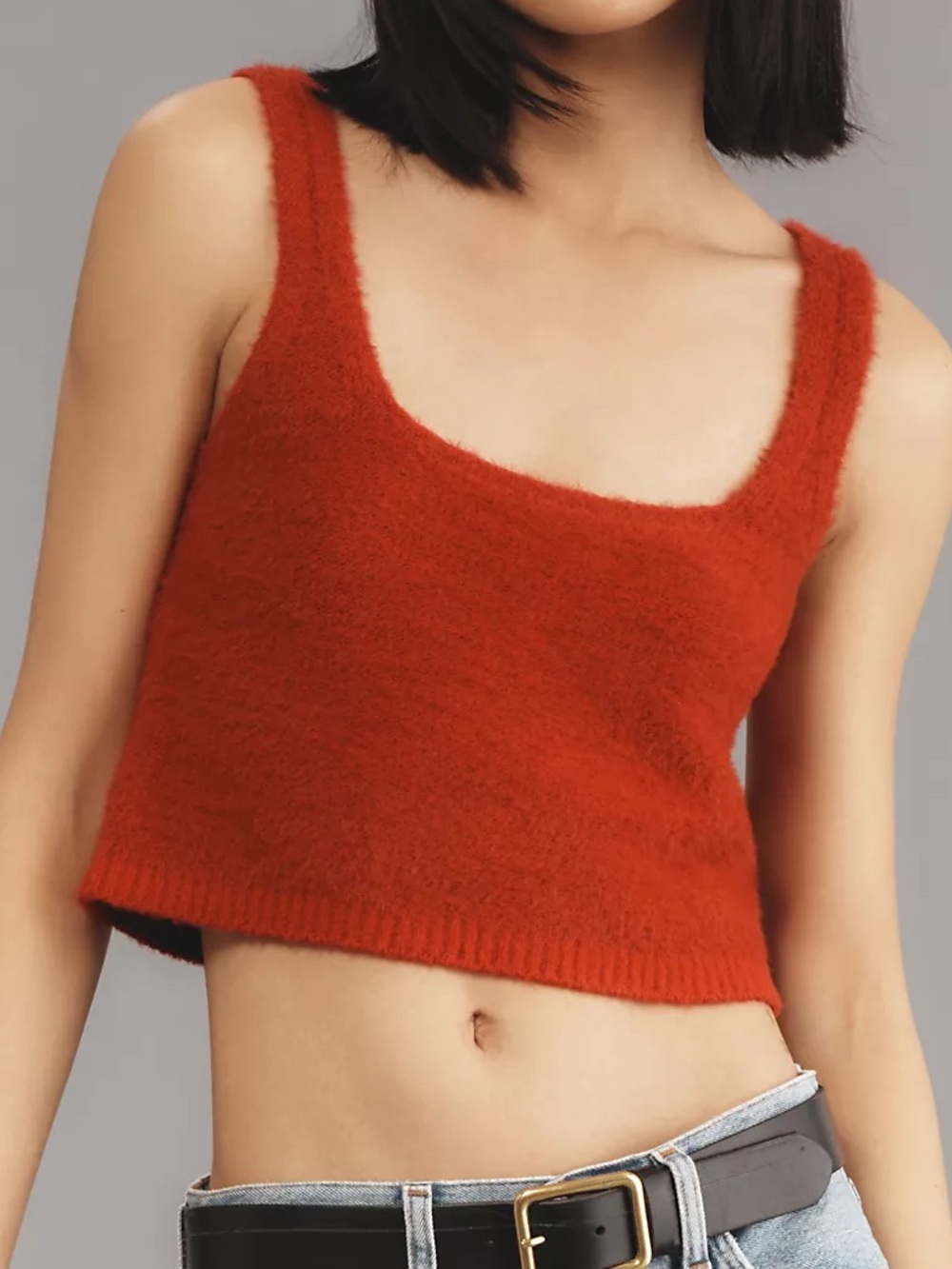 NWT Anthropologie Pilcro Cropped Sweater Tank in Red sz M